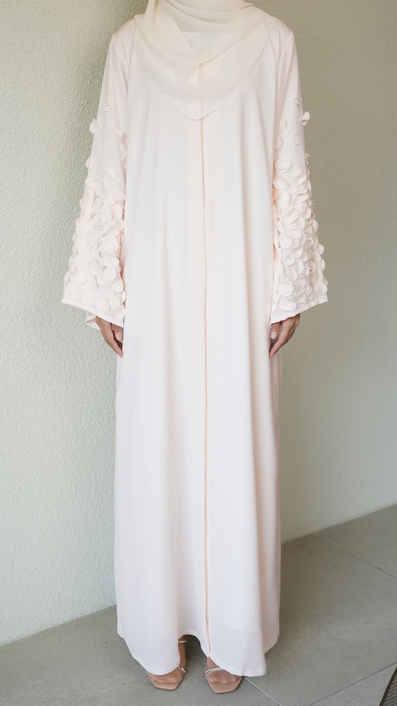 Korean Nidha Cairo Ivory Peach Abaya