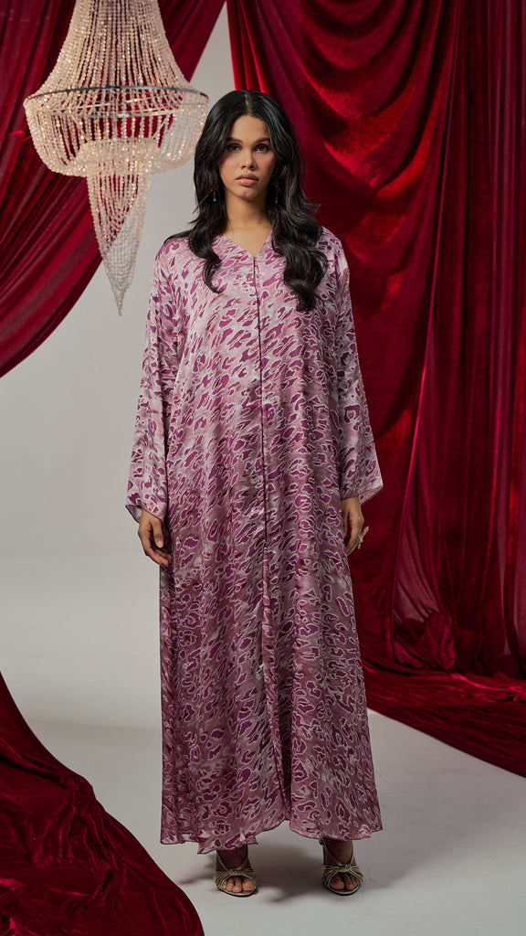 Velvet Chiffon Camardi Dusty Purple Abaya