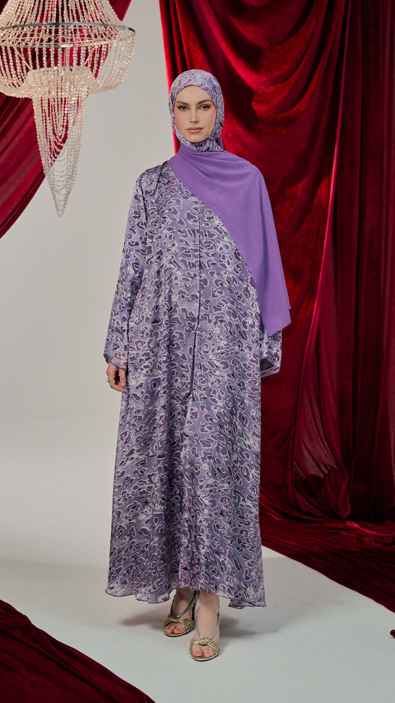 Velvet Chiffon Camardi Purple Abaya