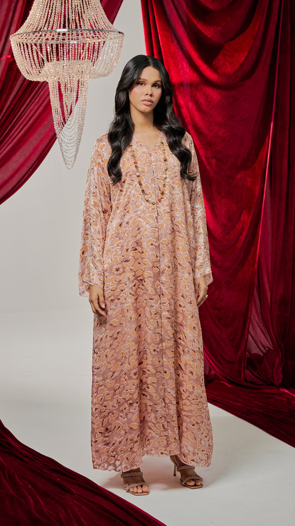 Velvet Chiffon Camardi Orange Abaya