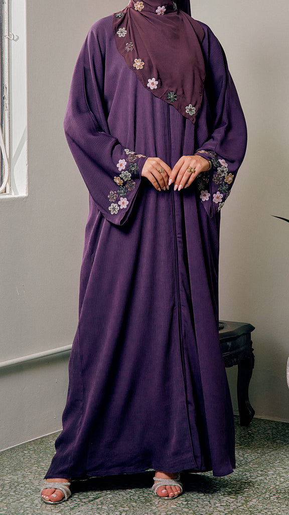 Korean Zoom Camellia Raisin Abaya