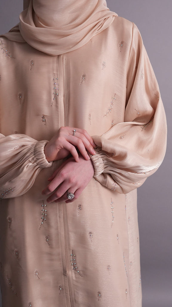 Korean Organza Karama Champagne Abaya