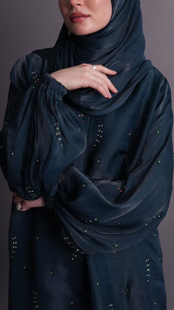 Korean Organza Karama Dark Teal Green Abaya