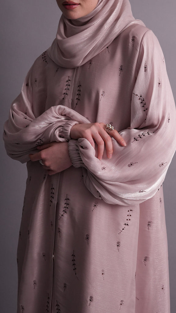 Korean Organza Karama Pink Mauve Abaya