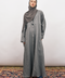 Daria Pure Linen Coat Abaya in Charcoal Grey