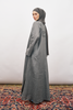 Daria Pure Linen Coat Abaya in Charcoal Grey