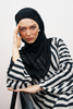 Dilshad Chiffon Stripes Abaya in Black
