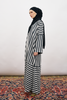 Dilshad Chiffon Stripes Abaya in Black