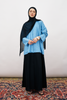 Dima Chiffon Polkadot Abaya in Dusty Denim