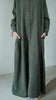 Cotton Linen Kalem Dark Jade Shirt Dress