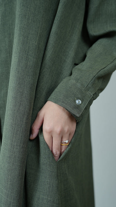 Kalem Dark Jade Shirt Dress