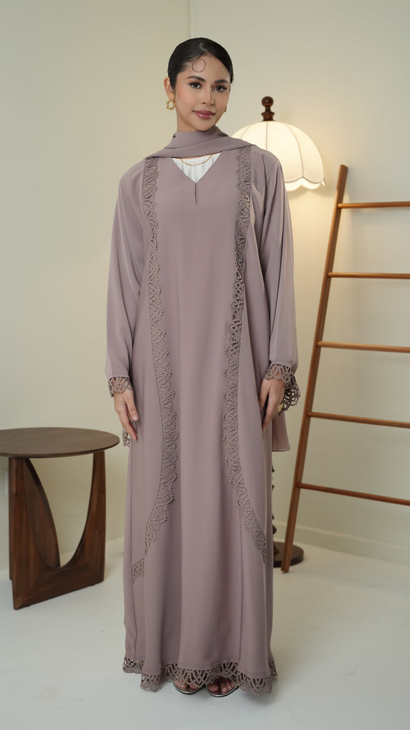 Korean Nidha Dalyan Wood Rose Abaya