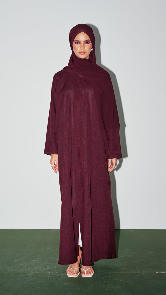 Cotton Linen Dayana Burgundy Abaya