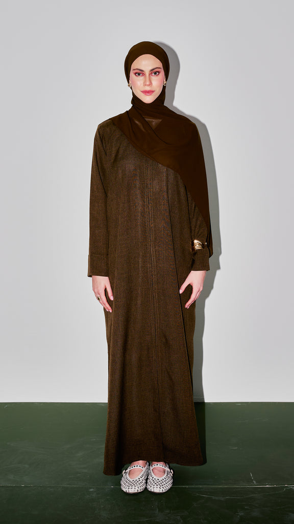 Cotton Linen Dayana Olive Abaya