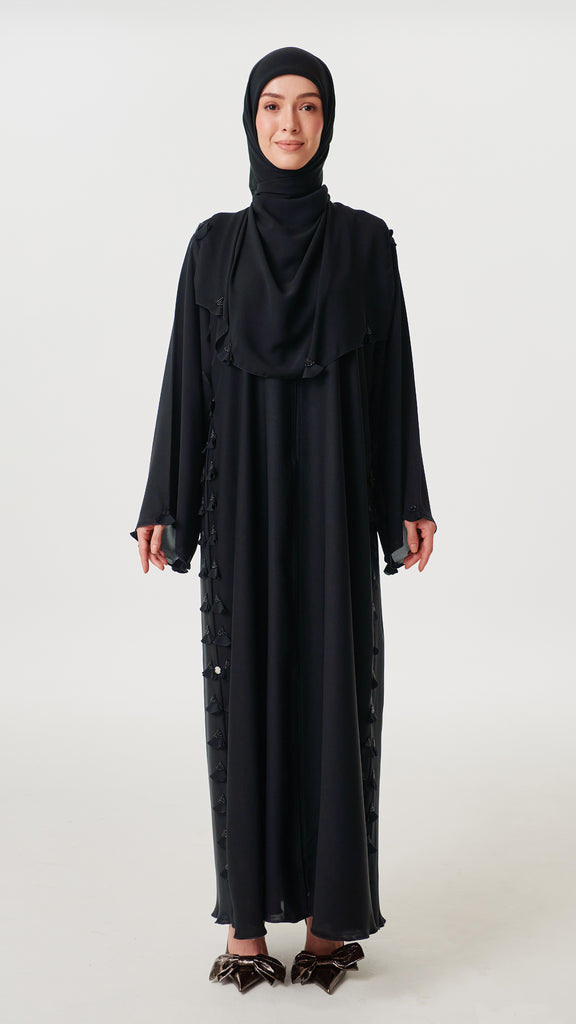 Korean Nidha Diba Jet Black Abaya