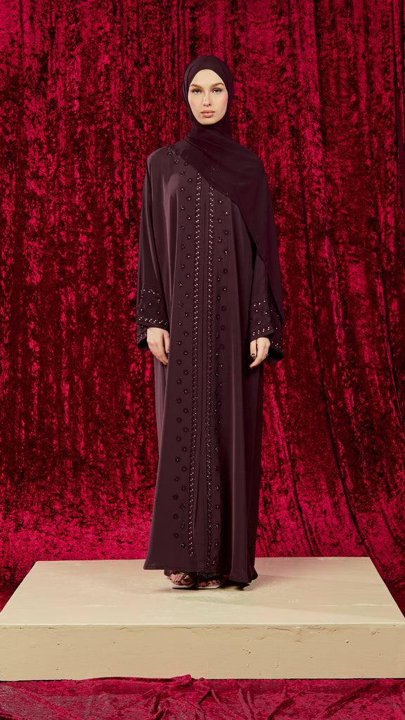 Korean Nidha Dorud Burgundy Abaya