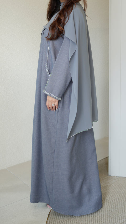 Elaya Midnight Grey Abaya  (CLEARANCE)