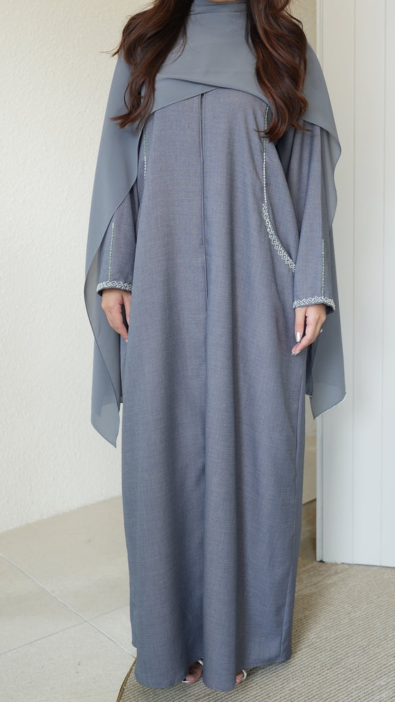 Soft Cotton Elaya Midnight Grey Abaya