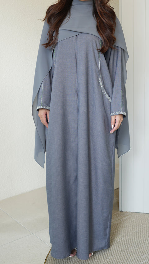Elaya Midnight Grey Abaya  (CLEARANCE)