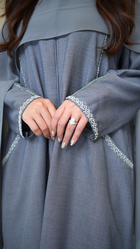 Elaya Midnight Grey Abaya  (CLEARANCE)