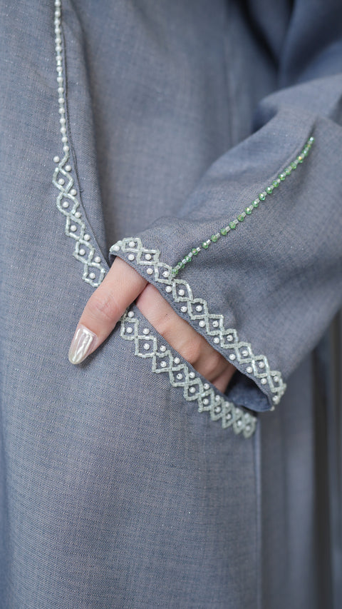 Elaya Midnight Grey Abaya  (CLEARANCE)