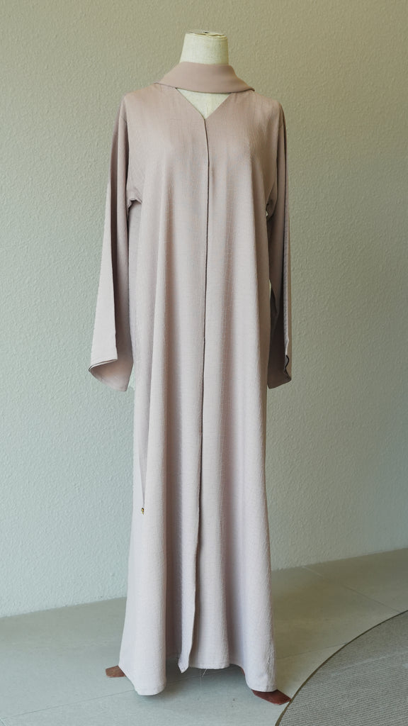 Textured Eshaal Beige Abaya