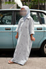 Pure Linen Emet Embroidered Kids Dress in Dusty Blue