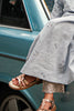 Pure Linen Emet Embroidered Kids Dress in Dusty Blue
