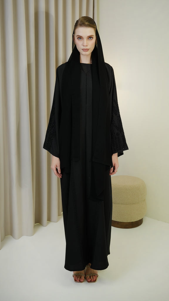 Cotton Linen Erzurum Jet Black Abaya