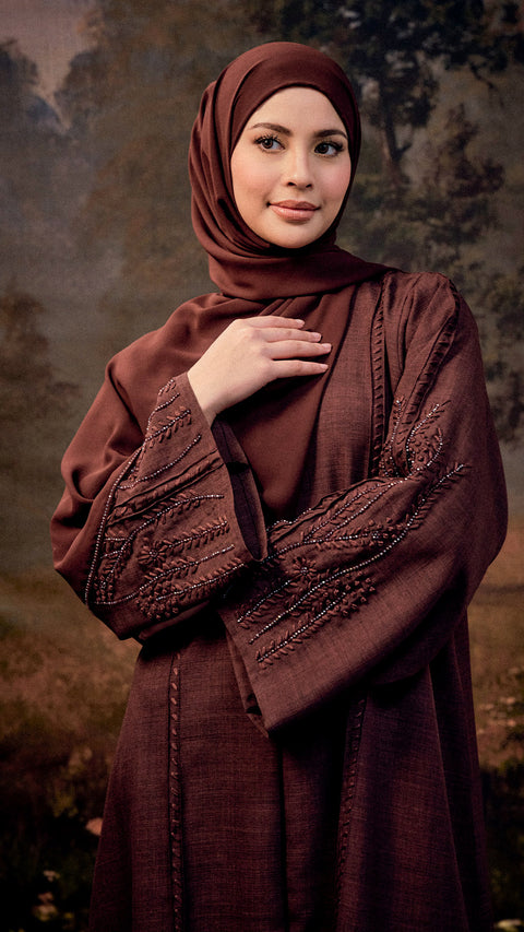 Erzurum Brownis Burgundy Abaya