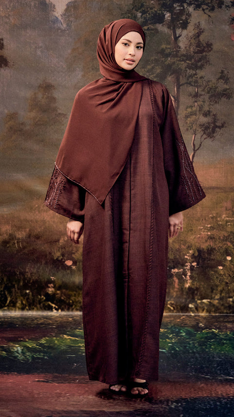 Erzurum Brownis Burgundy Abaya