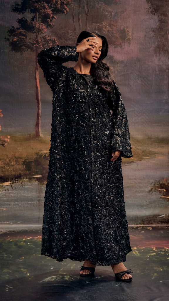 Soft Net Ferghana Black Abaya
