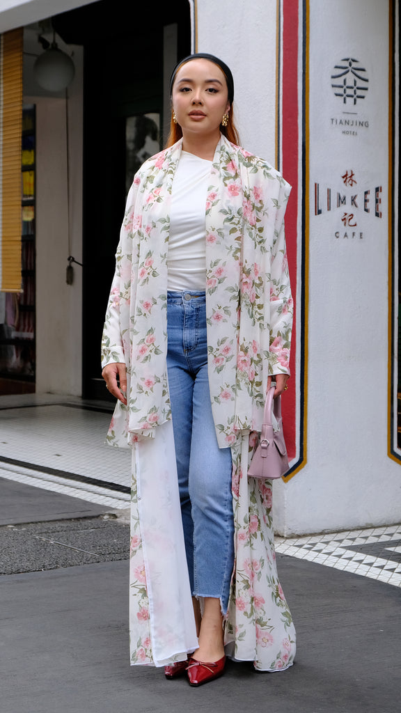 Chiffon Crepe Florie Cloud Pink Abaya