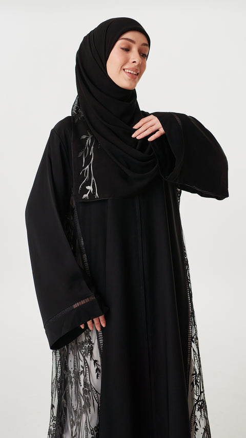 Fouzia Obsidian Black Abaya