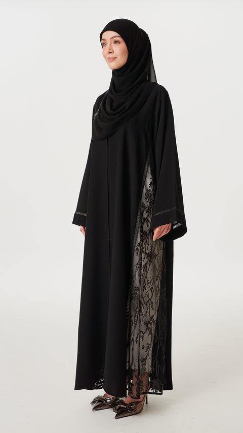 Fouzia Obsidian Black Abaya