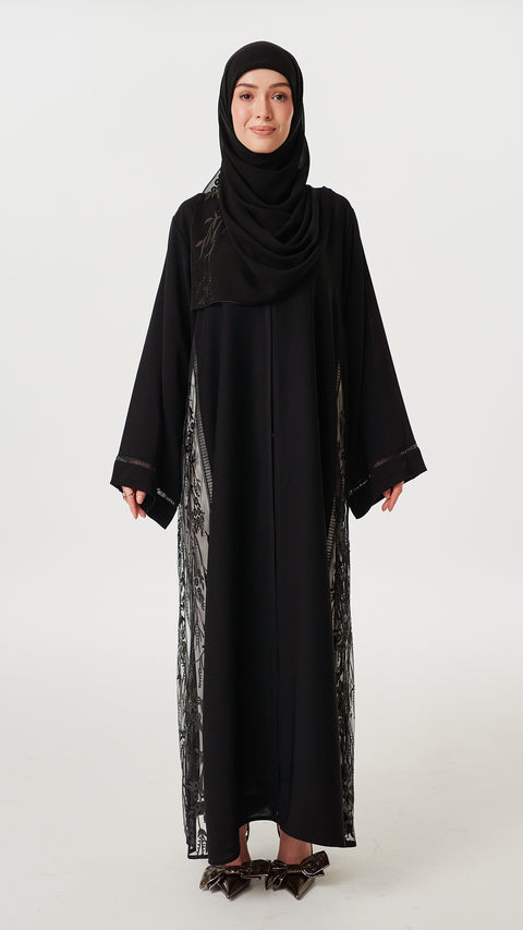Fouzia Obsidian Black Abaya