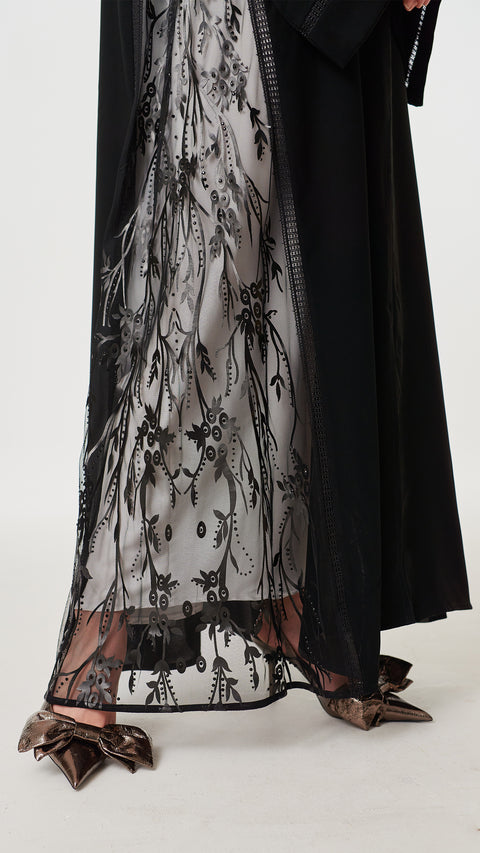Fouzia Obsidian Black Abaya