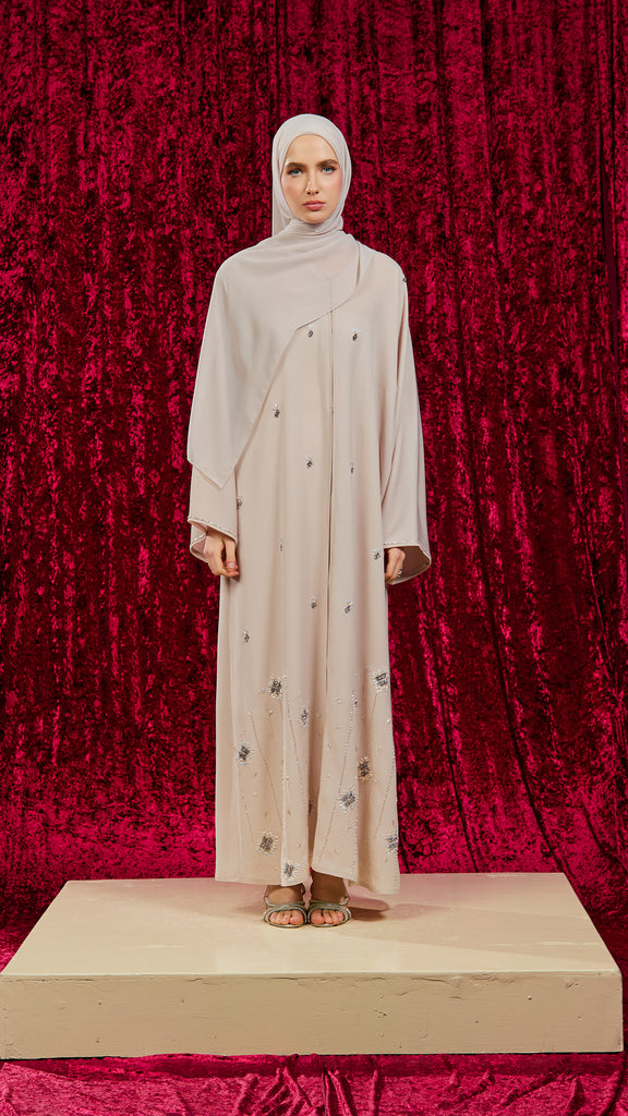 Korean Zoom Ghazni Almond Milk Abaya