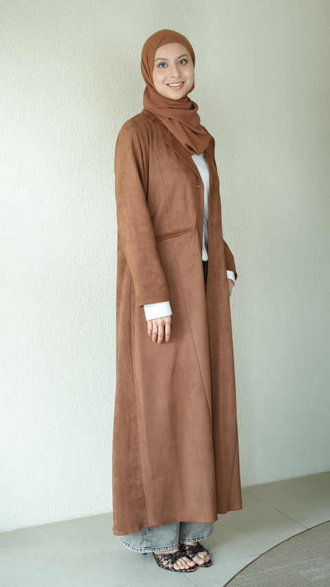 Garisa Suade Brown Coat Abaya