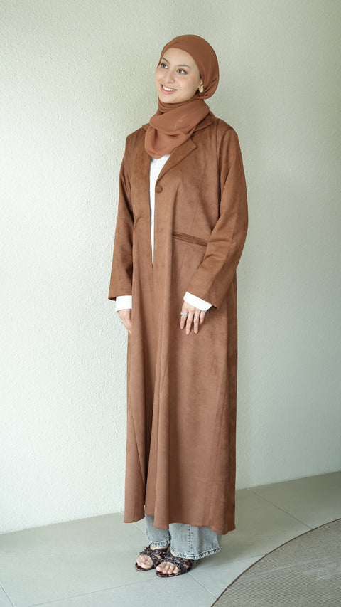 Garisa Suade Brown Coat Abaya