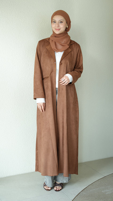 Garisa Suade Brown Coat Abaya