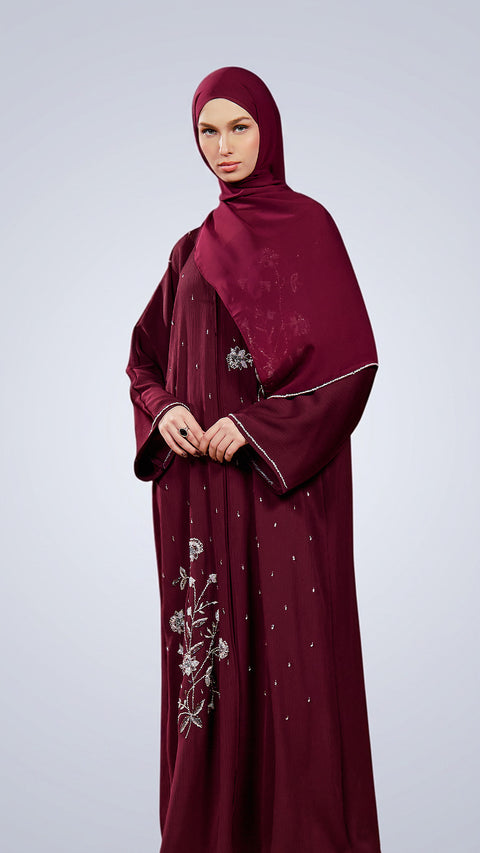 Gediz Burgundy Abaya