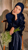 Crushed Silk Organza Giralda Midnight Blue Abaya