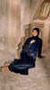 Crushed Silk Organza Giralda Midnight Blue Abaya