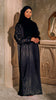 Crushed Silk Organza Giralda Obsidian Gold Abaya