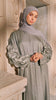 Crushed Silk Organza Giralda Sage Green Abaya