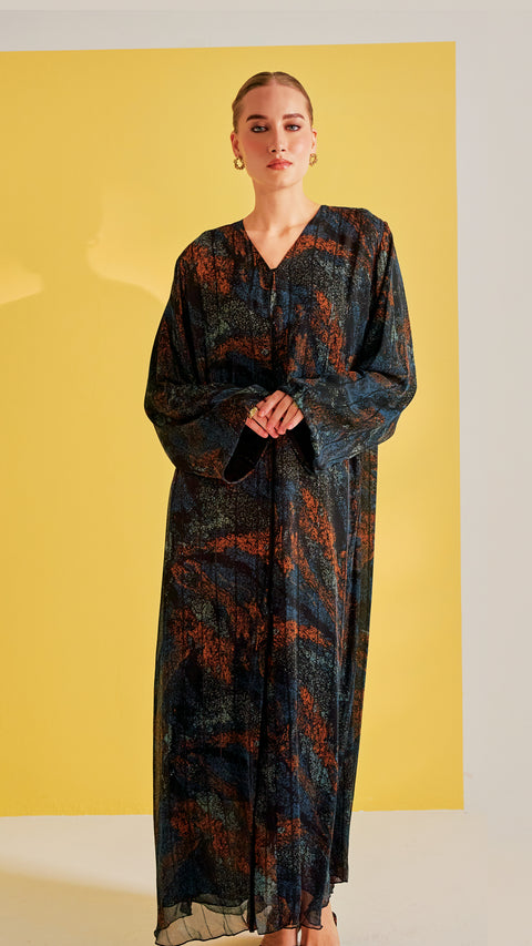 Halabia Dark Blue Abaya