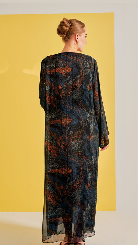 Halabia Dark Blue Abaya