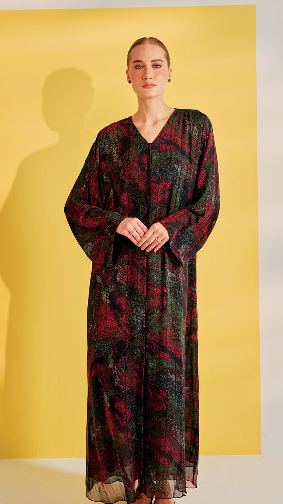 Chiffon Halabia Red Abaya