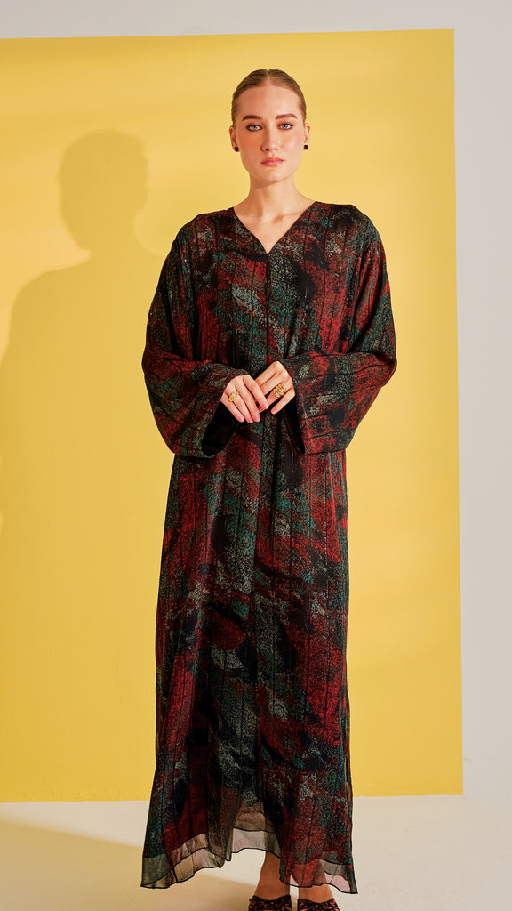 Chiffon Hamah Brick Brown Abaya